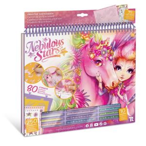 Серия Space: Раскраска для девочек (35 розовых скетч страниц, 12 цветных карандашей)